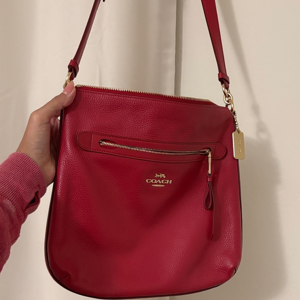 Coach Cherry Red Leather Shoulder Bag
